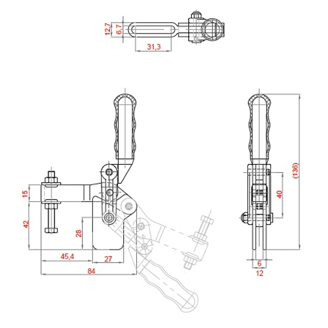 Vendita online Bloccaggio saldabile serie pesante base dritta braccio regolabile 310 Kg.